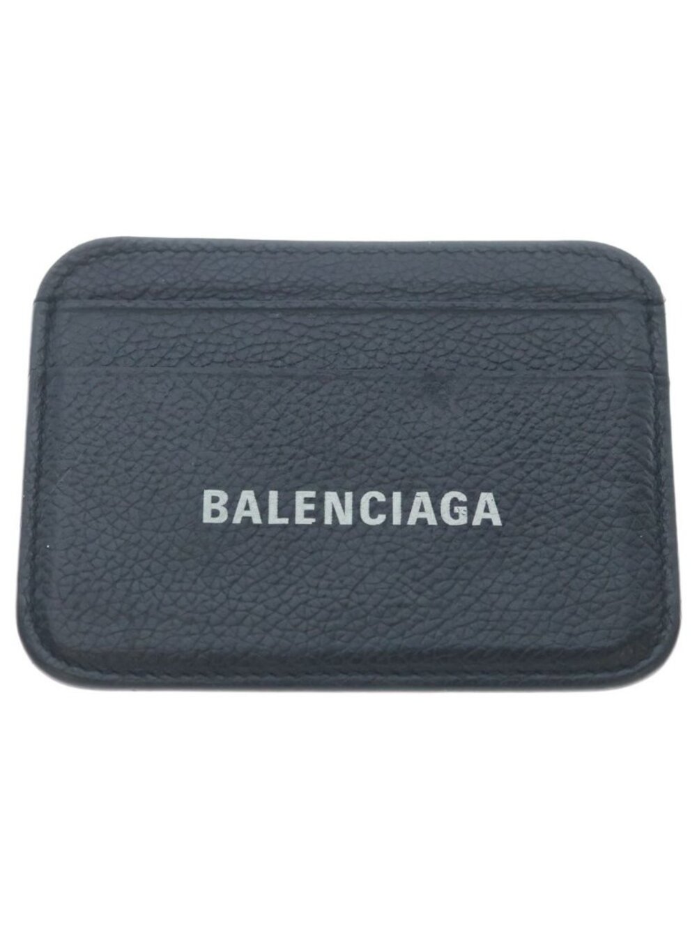 Balenciaga Cash Logo Print Leather Card Case Black